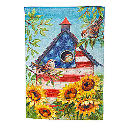 Stars & Stripes Birdhouse Suede Garden Flag