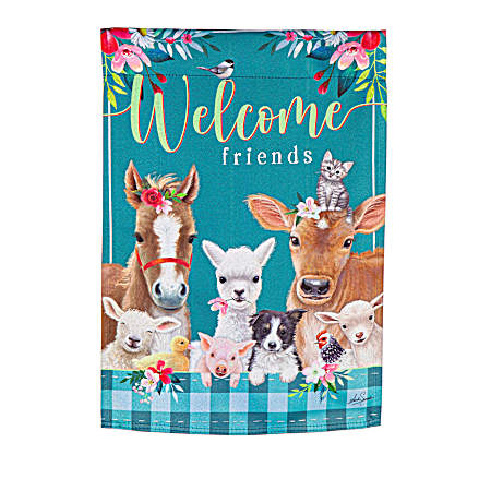 Welcome Farm Friends Suede House Flag
