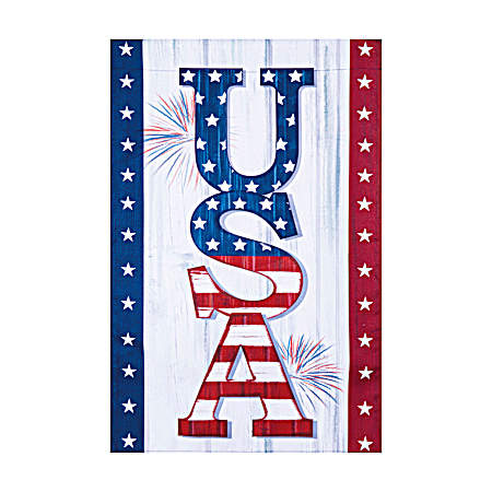 USA Fireworks Burlap House Flag
