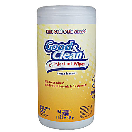 Lemon Scent Disinfectant Wipes - 75 Ct