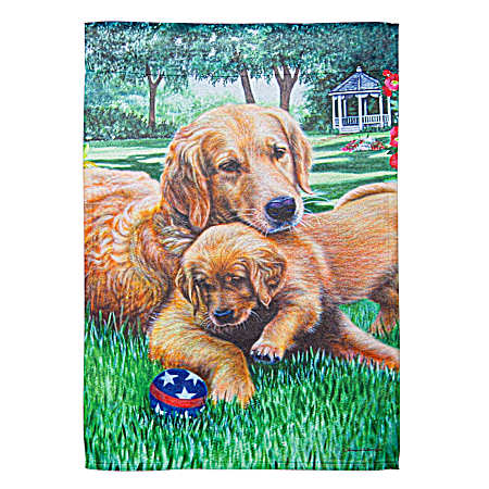Mom and Pup Suede Garden Flag