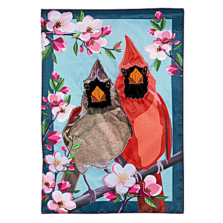 Cardinal Couple Applique Garden Flag