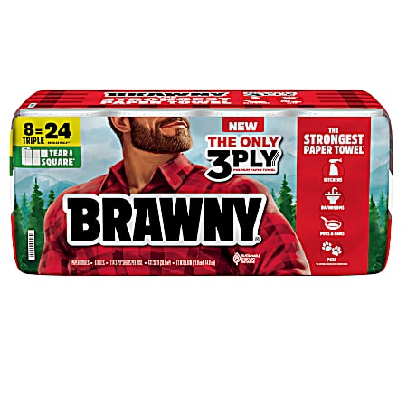 3-Ply Tear-A-Square Premium Triple Roll Paper Towels - 8 Pk