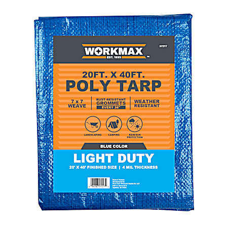 20 ft x 40 ft Blue Light Duty Poly Tarp