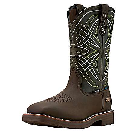 Men's Dark Brown/Green Activator H2O Steel Toe Work Boots