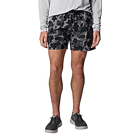 PFG Men's Black Deltahunt Rambler Printed Water Shorts