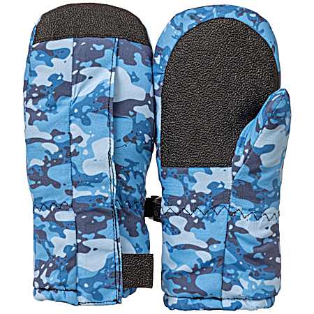 Toddler Boys' Blue Camo Ski Mittens