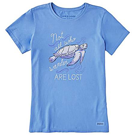 Women's Cornflower Blue Turtle Not All Who Short Sleeve Shirt
