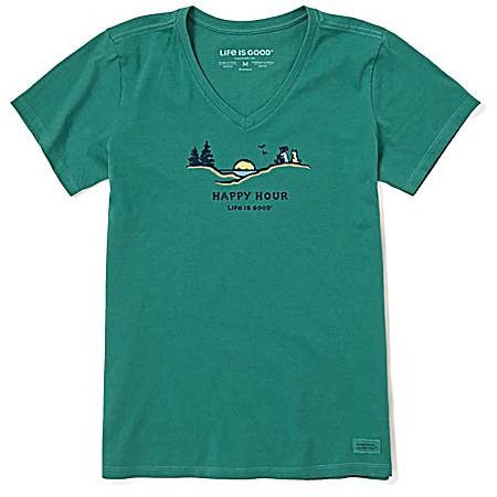Women's Spruce Green Happy Hour Pins Short Sleeve Shirt
