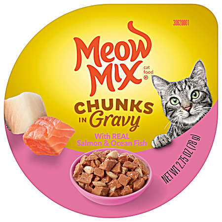 2.75 oz Salmon & Ocean Fish Chunks in Gravy Wet Cat Food