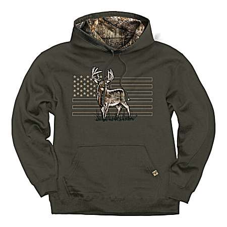 Men's Forest Night USA Buck Hoodie