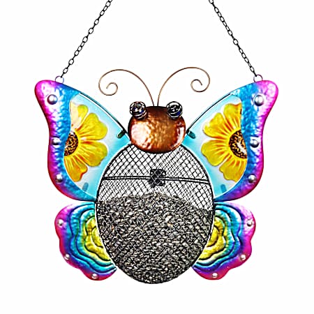 Butterfly Bird Feeder with Metal Mesh Seed Basket
