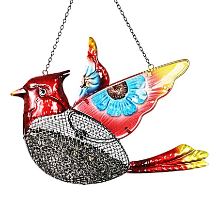 Cardinal Bird Feeder With Metal Mesh Seed Basket