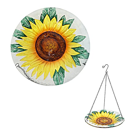 Hanging Glass Birdbath - Sunflower