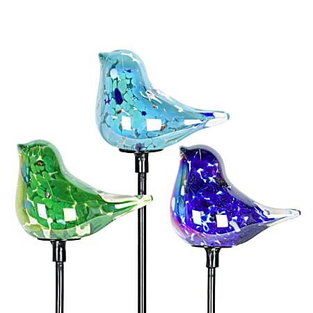 Glass Bird Pot Stake Assorted