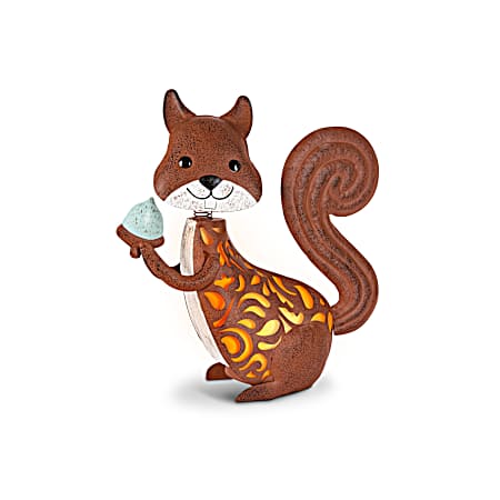 Metal Solar Squirrel Statue