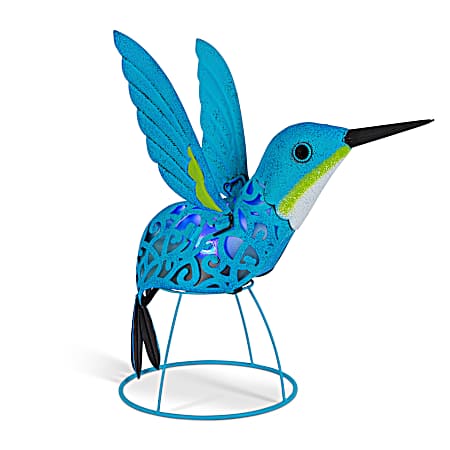 Metal Solor Hummingbird Statue