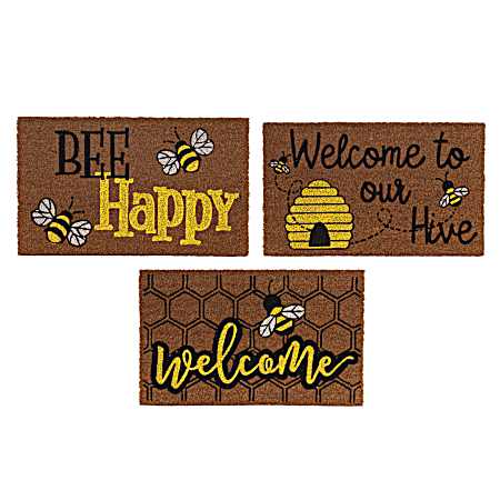 Bees Coir Doormat Assorted