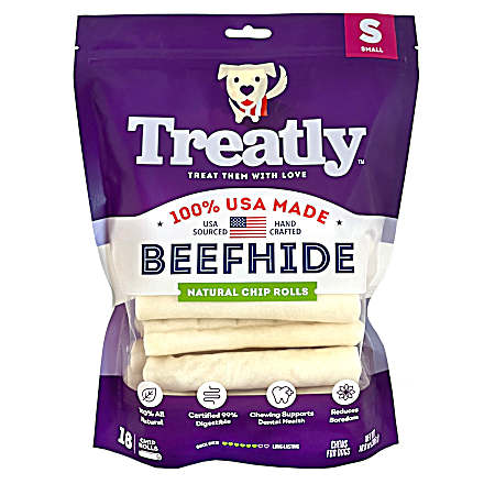 Beefhide Small Natural Chip Rolls - 18 Pk
