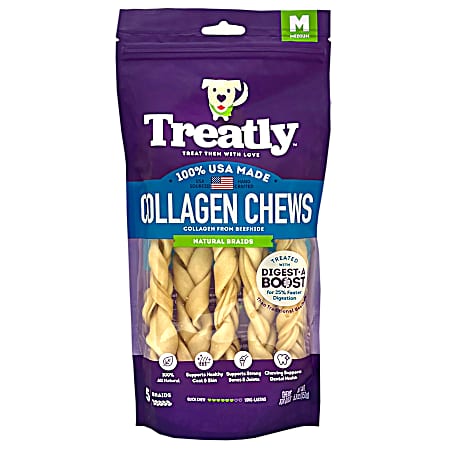 Medium Collagen Chews Natural Braids - 5 Pk