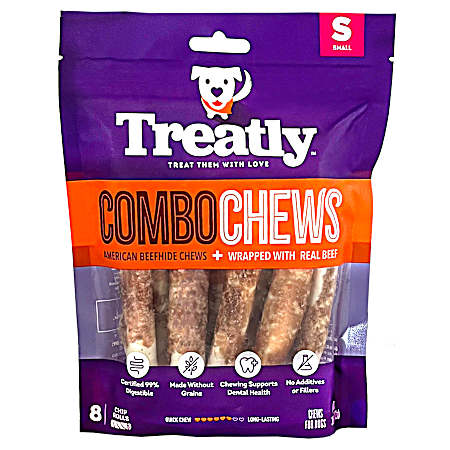 American Beefhide Small Chews Wrapped with Real Beef - 8 Pk