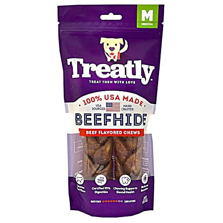 Beefhide Medium Beef Flavored Braids - 2 Pk