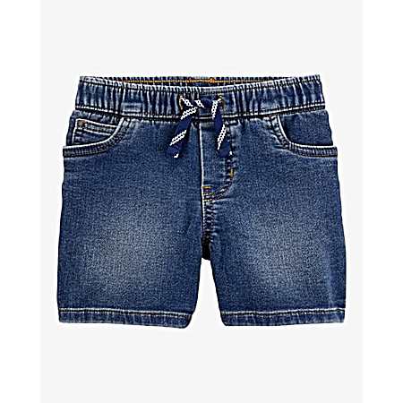 Toddler Boys' Blue Denim Pull-On Shorts