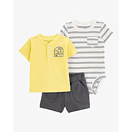 Infant Boys' Yellow Striped Set - 3 Pc