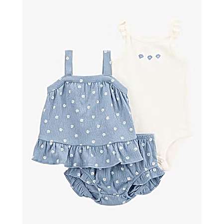 Infant Girls' Blue Shell Print Set - 3 Pc