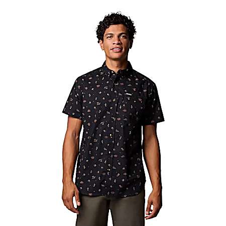 Men's Rapid Rivers Printed Button Front Short Sleeve Shirt