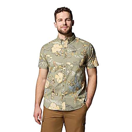 Men's Rapid Rivers Printed Button Front Short Sleeve Shirt