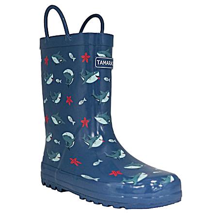 Boys' Dark Blue Sharks Rain Boots