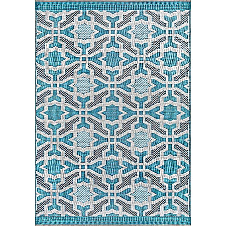 5 ft x 7 ft Outdoor Rug Blue/Grey