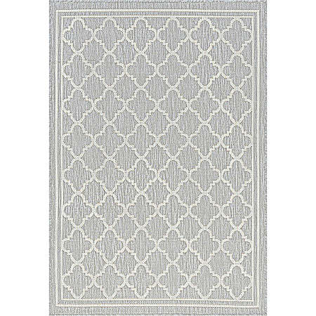 5 ft 3 in x 7 ft Outdoor Rug Grey Lattice