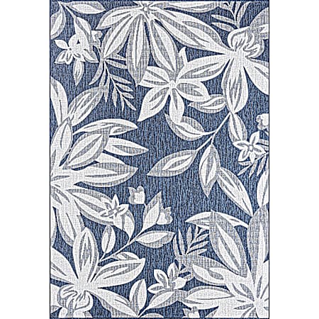 5 ft 3 in x 7 ft Outdoor Rug Blue Floral