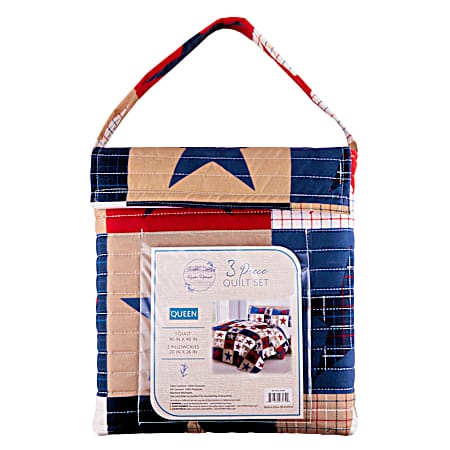 3pc Quilt Set Full/Queen Americana Stars