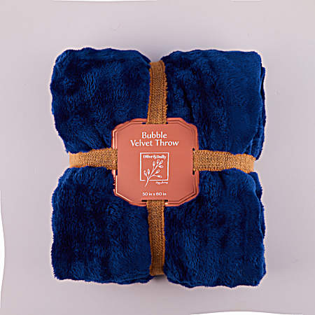 Bubble Velvet Throw- Navy