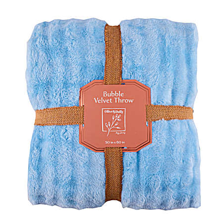 Bubble Velvet Throw- Baby Blue