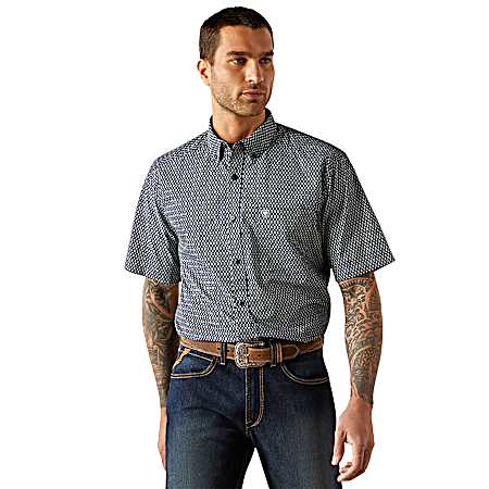 Men's Navy Clark Classic Fit Button Front Long Sleeve Shirt