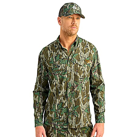 Men's Mossy Oak Greenleaf Ambush Camo Button Front Long Sleeve Shirt