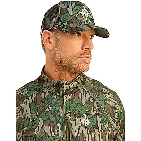 Men's Mossy Oak Greenleaf Mirage Camo 1/4 Zip Long Sleeve Shirt