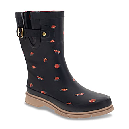 Women's Black/Red Lady Bug Mid Boots
