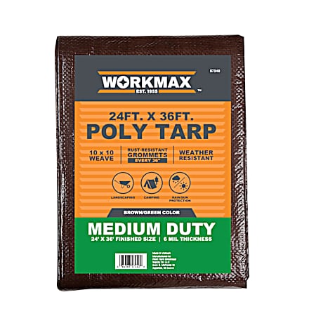 24 ft x 36 ft Brown/Green Medium Duty Poly Tarp