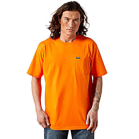 Men's Orange Cotton Strong Pocket Short Sleeve Shirt