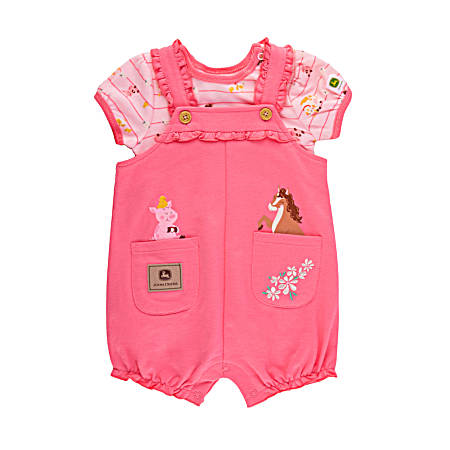 Infant Yellow Farm Animal Shortall Set - 2 Pc