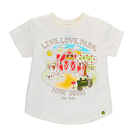 Toddler Girls' White Live Love Farm Short Sleeve Shirt