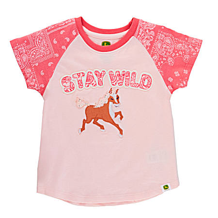Toddler Girls' Pink Stay Wild Short Sleeve Shirt