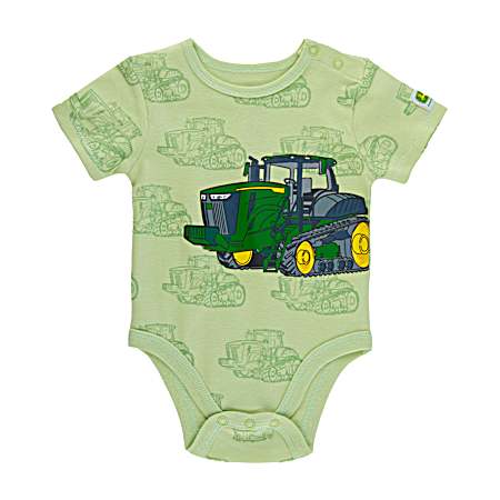 Infant Green Double Duty Tractor Short Sleeve Bodysuit