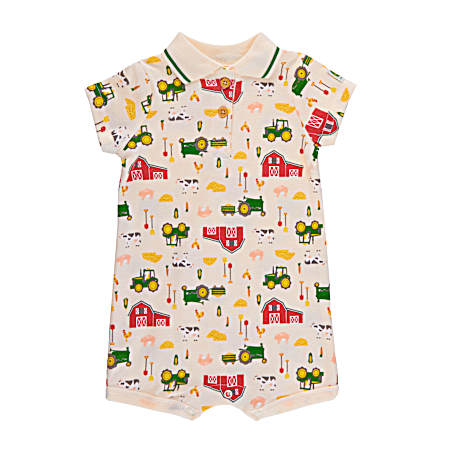 Infant Beige Barnyard Romper