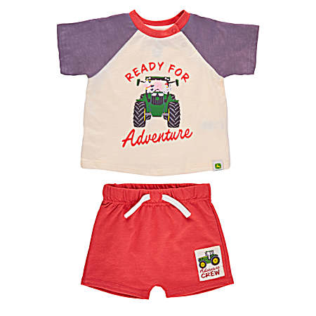 Infant Red Farm Adventure Shorts Set - 2 Pc